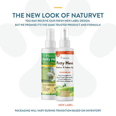 NaturVet Potty Here Rojiador en uso interior y exterior para entrenamiento.