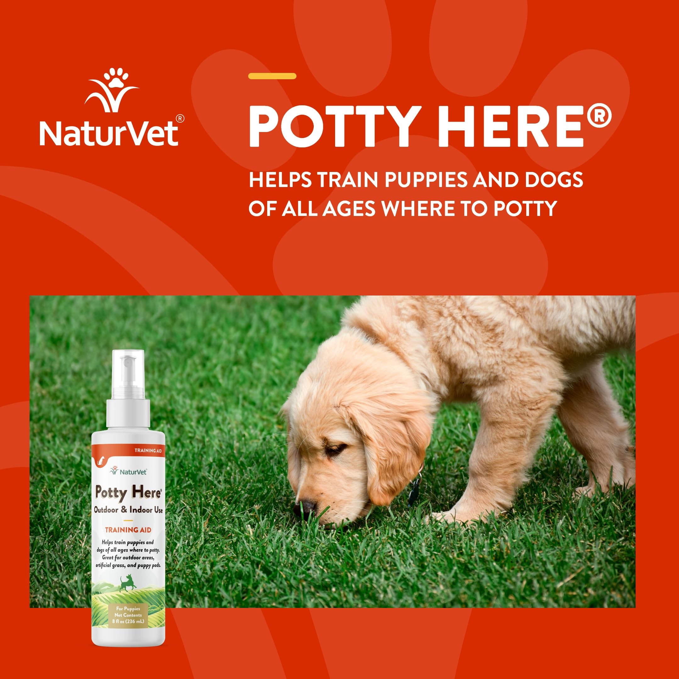 Rociador Potty Here de NaturVet para marcar zonas de entrenamiento.