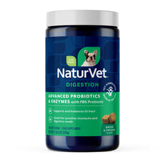 NaturVet Probioticos-enzimas para perro: dulces masticables que apoyan la digestión diaria.