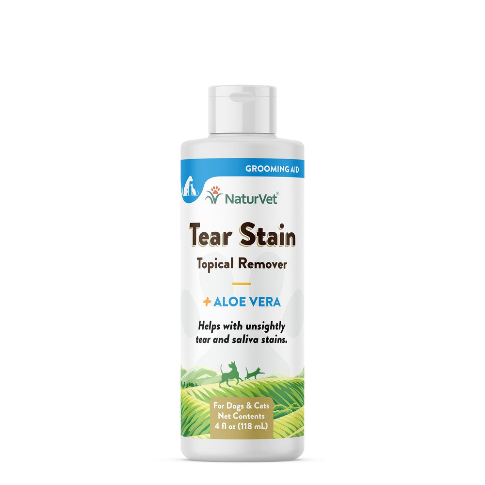 NaturVet eliminador de manchas de lágrimas con aloe para perros y gatos.