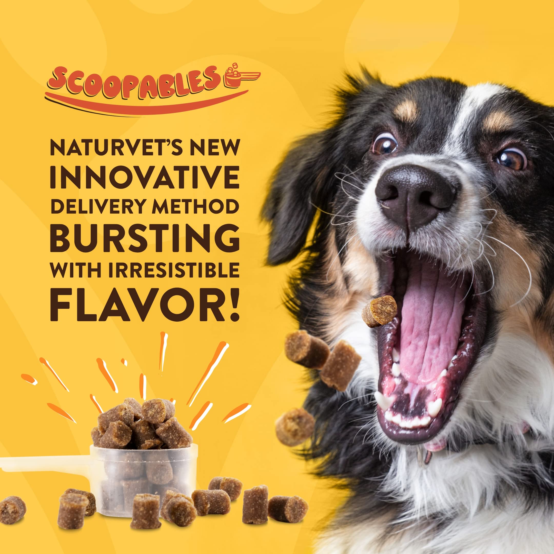 NaturVet Scoopables sabor tocino ahumado hickory mejora la aceptación diaria.