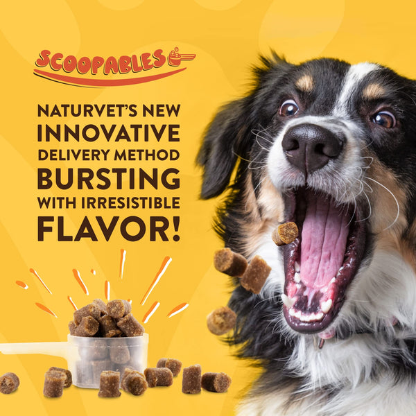 NaturVet Scoopables sabor tocino ahumado hickory mejora la aceptación diaria.