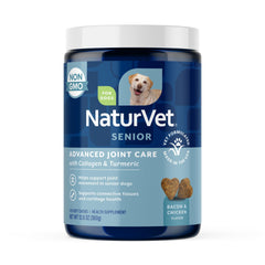 NaturVet Senior gomitas suaves para soporte articular diario.