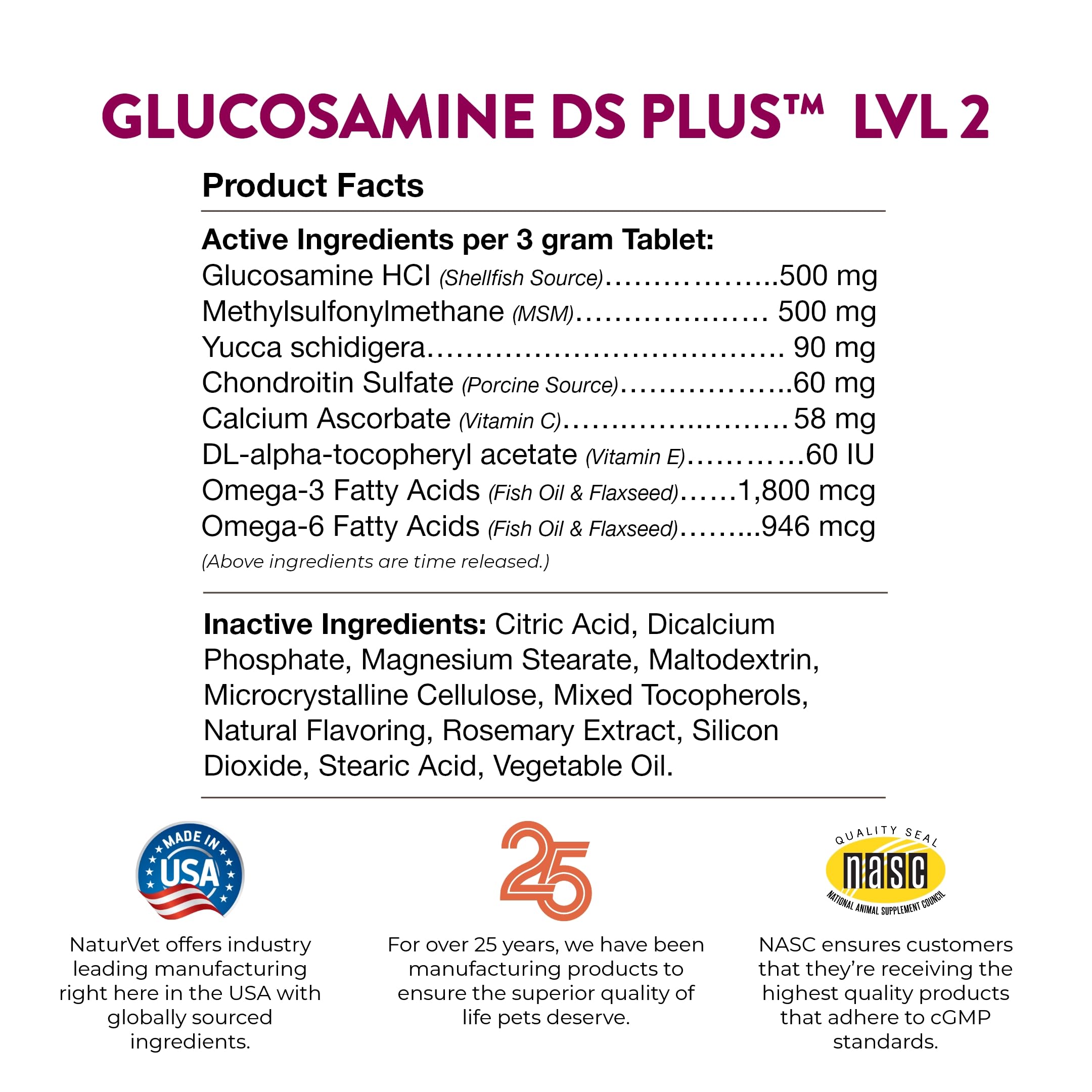 Sin trigo en NaturVet Glucosamina DS Plus para dietas sensibles.