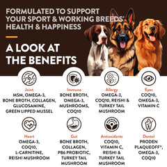 NaturVet Sport Breed: digestión saludable con caldo de huesos y probióticos.