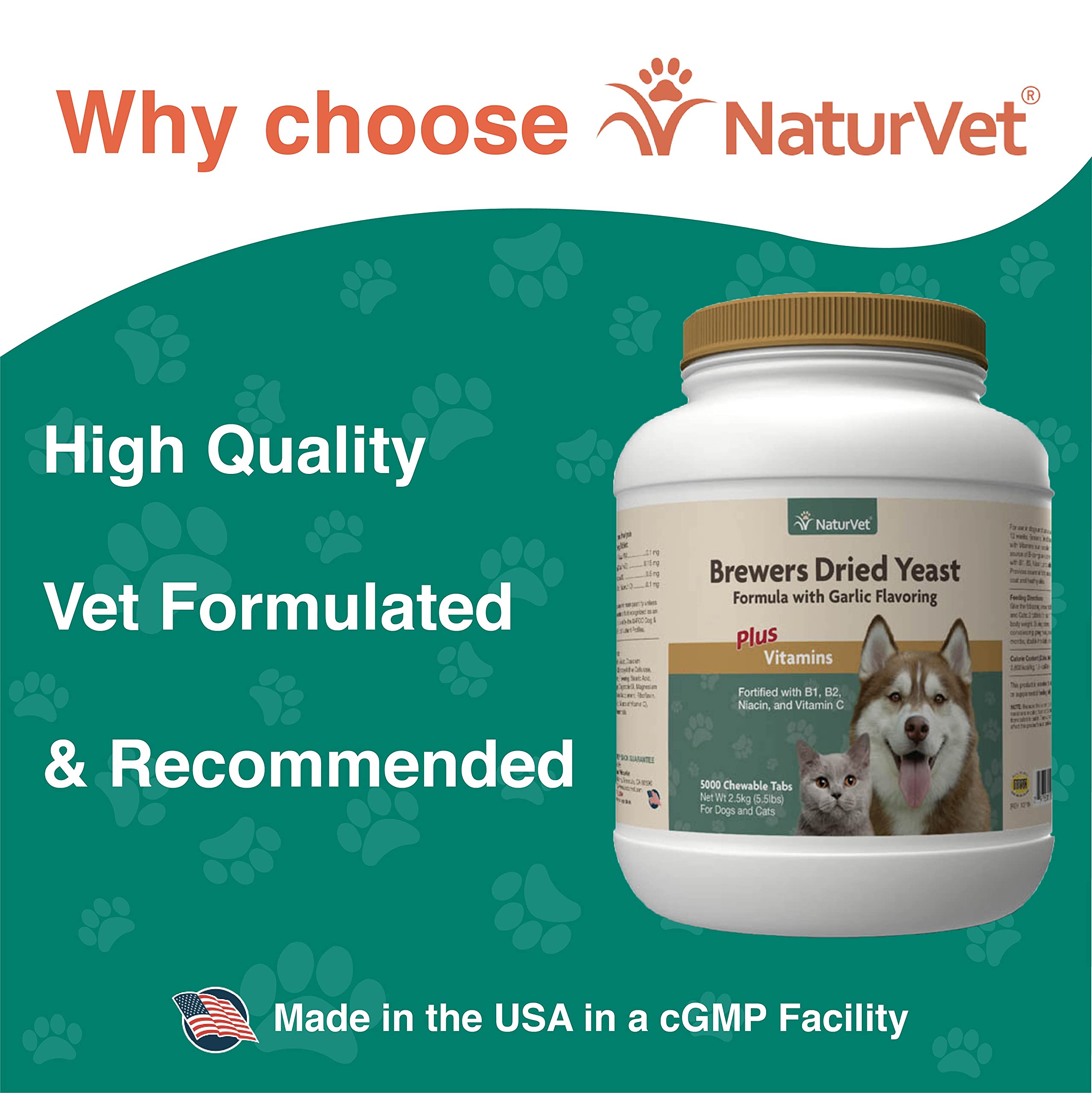 NaturVet tabletas levadura – piel sana y pelaje saludable, envase compacto para mascotas.