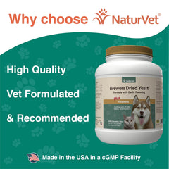 NaturVet tabletas levadura – piel sana y pelaje saludable, envase compacto para mascotas.
