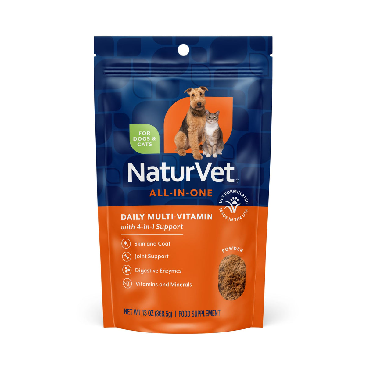 NaturVet Todo-en-Uno para perros: jarro de 13 oz fácil dosificar y almacenar.