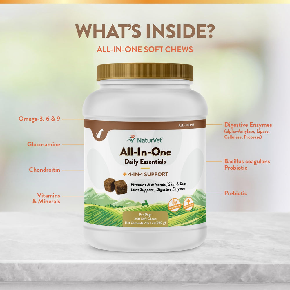 NaturVet All-in-One vitaminas y minerales para la salud canina