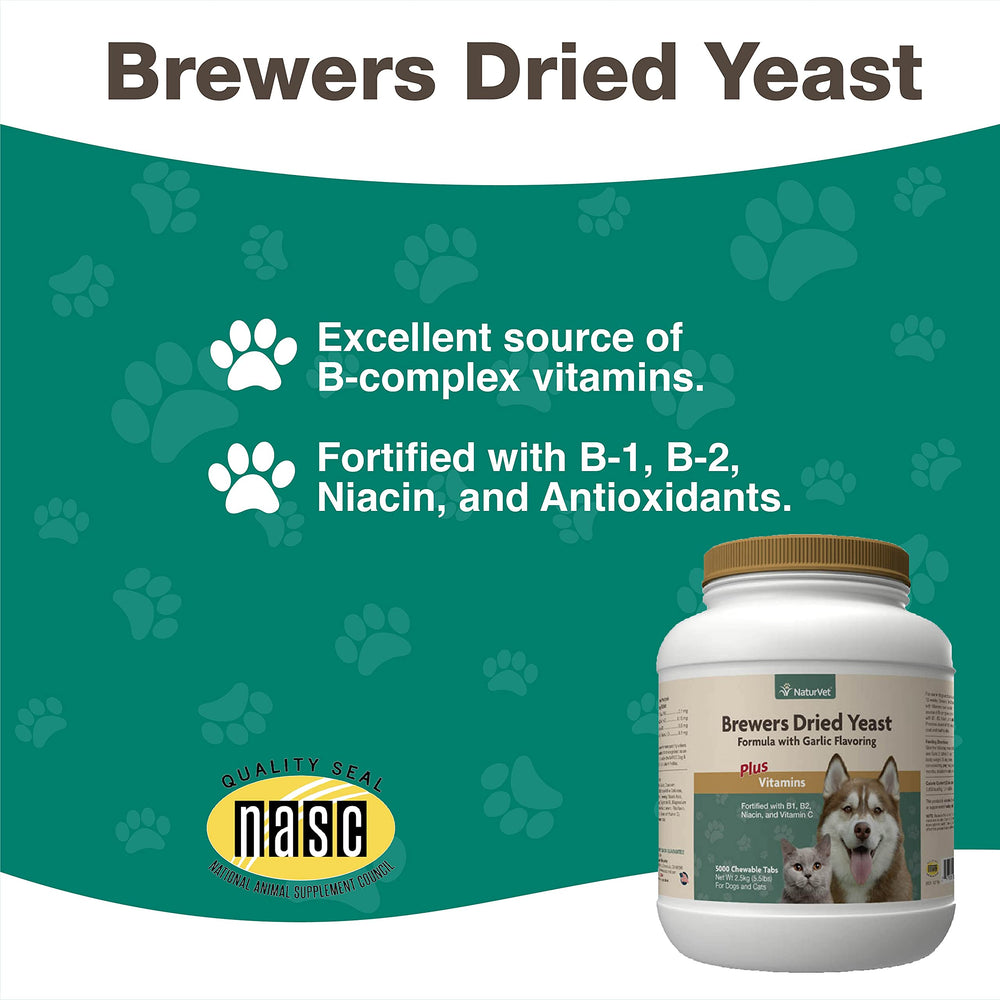 NaturVet levadura de cerveza – uso diario para perros y gatos, sabor ajo.