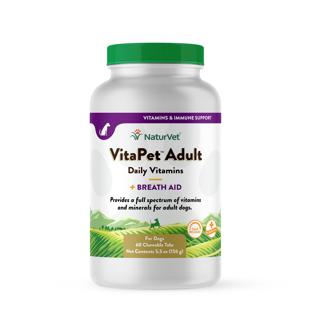 NaturVet VitaPet tabletas diarias para perro en bote, apoyo diario de vitaminas.