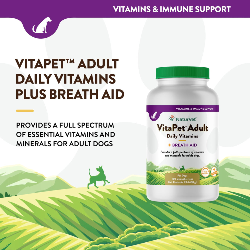 NaturVet VitaPet con omega-6 y perejil para aliento más fresco.
