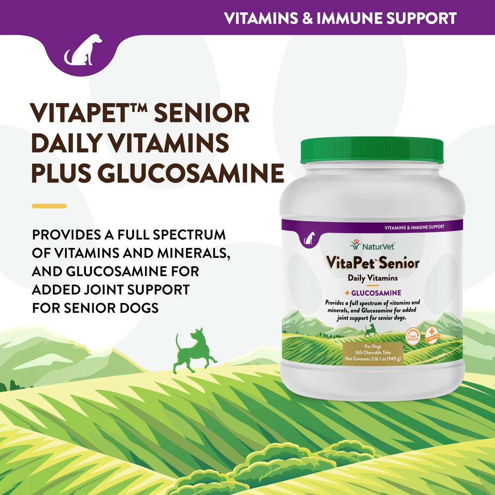 NaturVet VitaPet Senior fórmula de vitaminas y minerales.