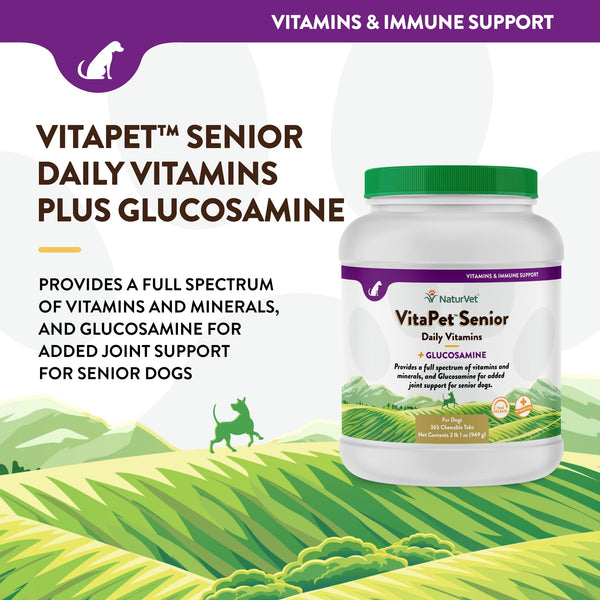 NaturVet VitaPet Senior fórmula de vitaminas y minerales.