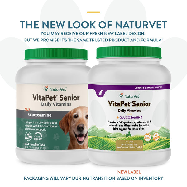 NaturVet VitaPet Senior con glucosamina para articulaciones.