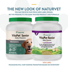 NaturVet VitaPet Senior con glucosamina para articulaciones.