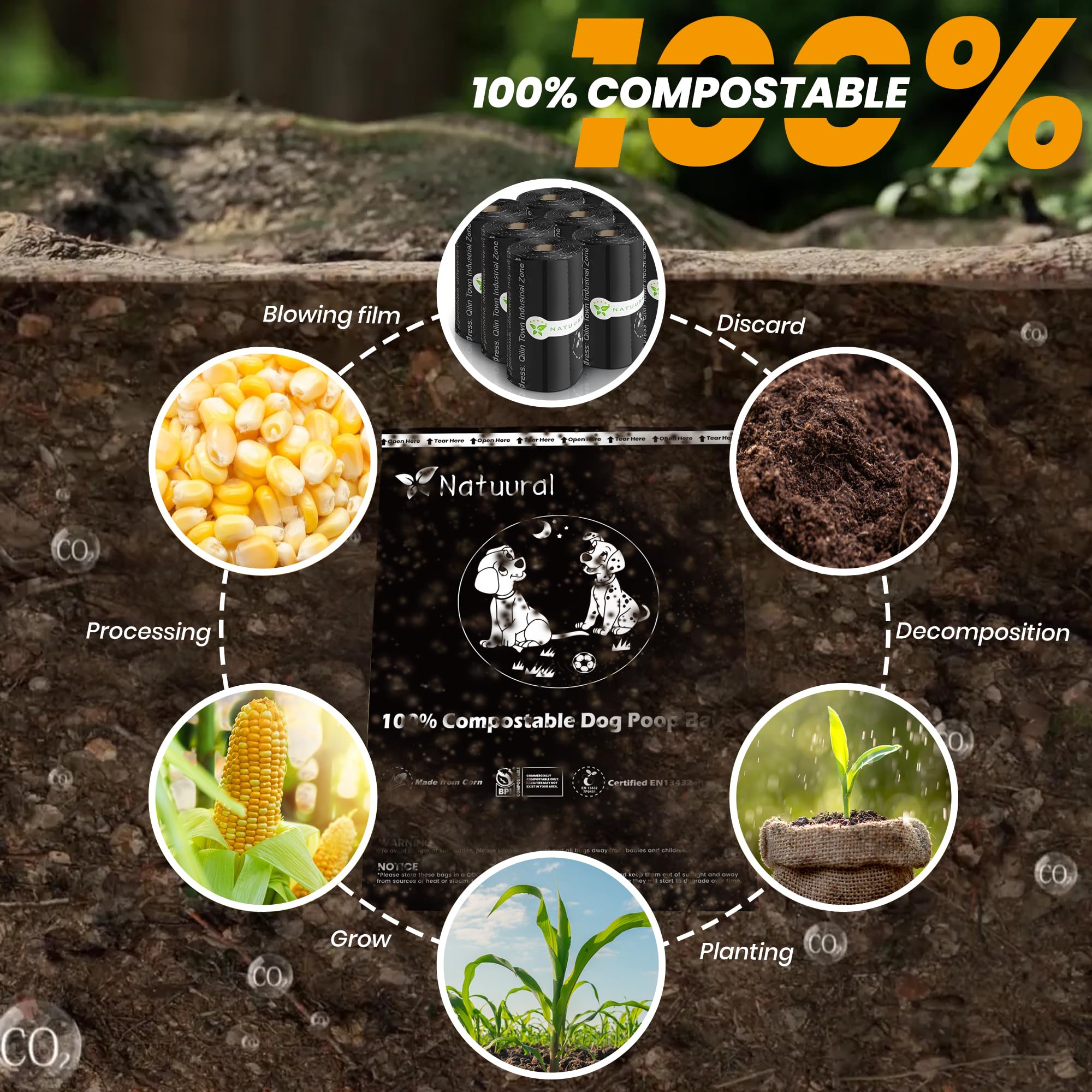 Almacenamiento en casa, bolsas compostables listas para usar