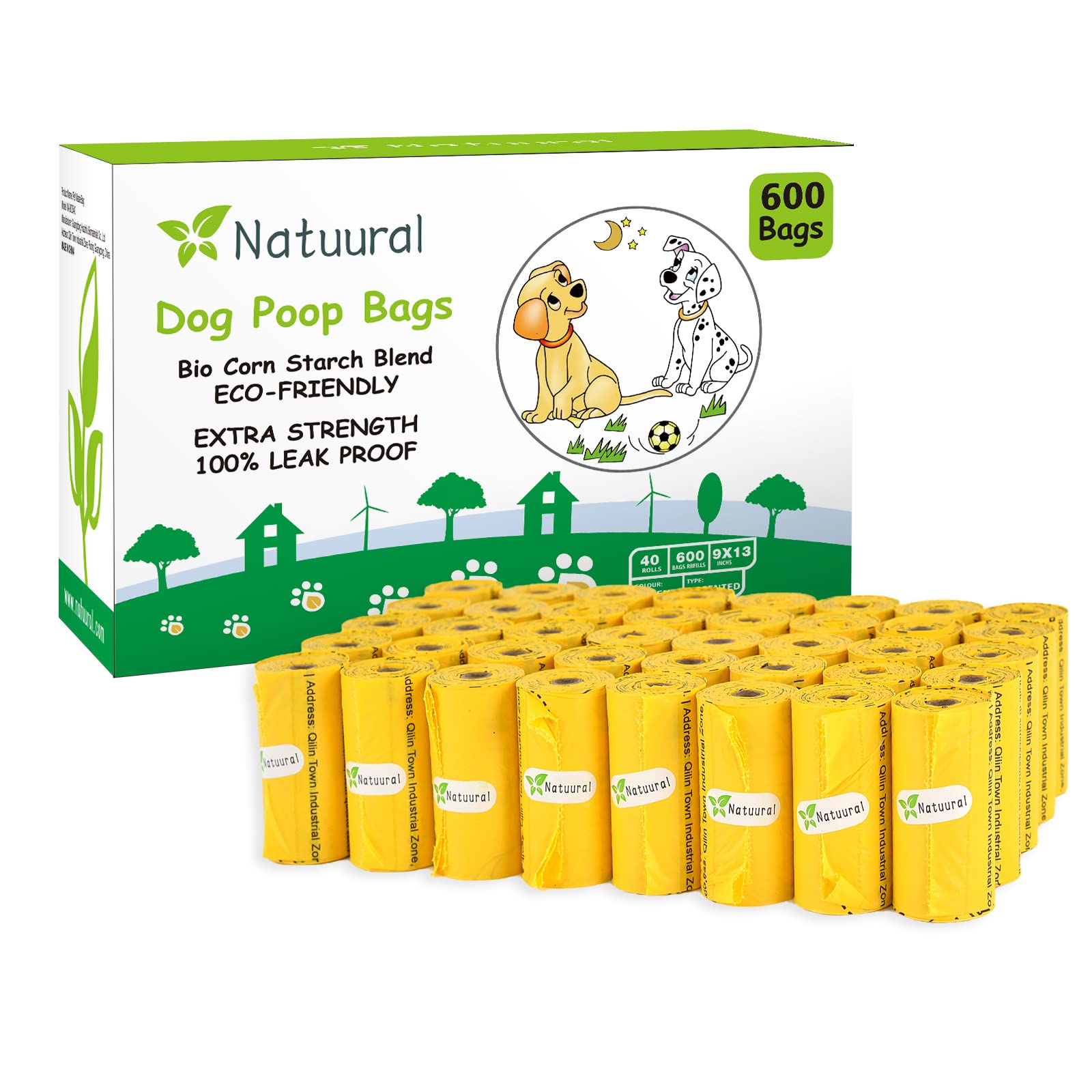 Natuural bolsas para perro, 600 unidades, ideal para paseos limpios.