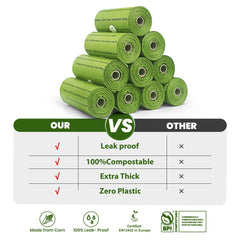 Natuural empaque de 18 rollos, bolsas compostables para paseos