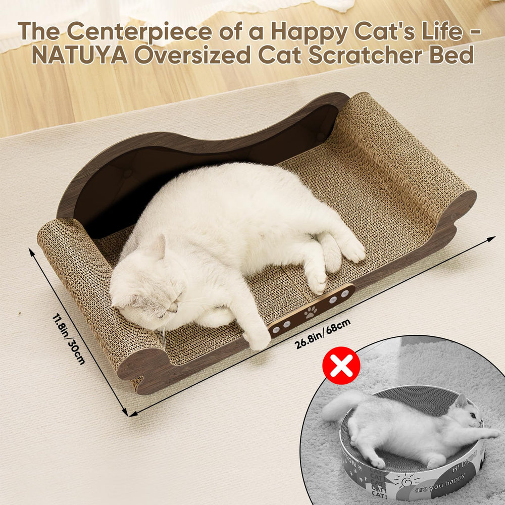 NATUYA Cama Rascador Gatos 26pulgadas: brazos almohadillados para reposar la cabeza.