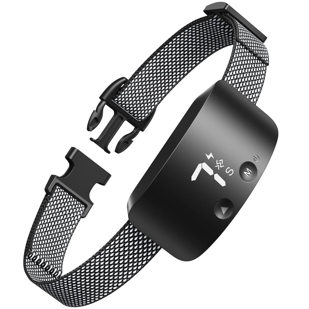NBJU collar anti-ladridos para perros, frontal negro, entrenamiento suave.