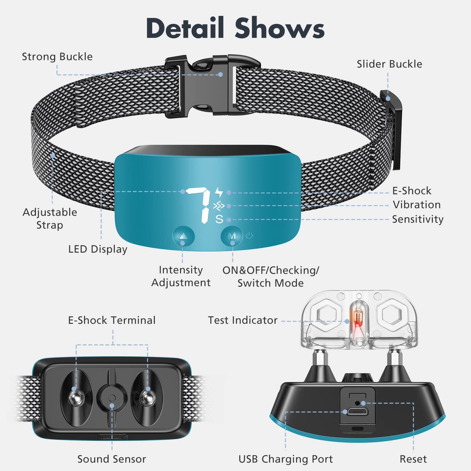 NBJU Bark Collar Teal, sensores avanzados detectan ladridos con precisión