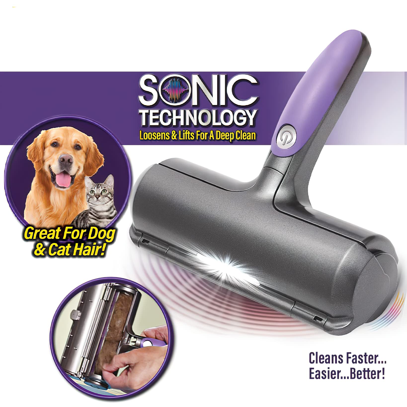 Sin cables NC Furdaddy Sonic para rodillo fácil y rápido.