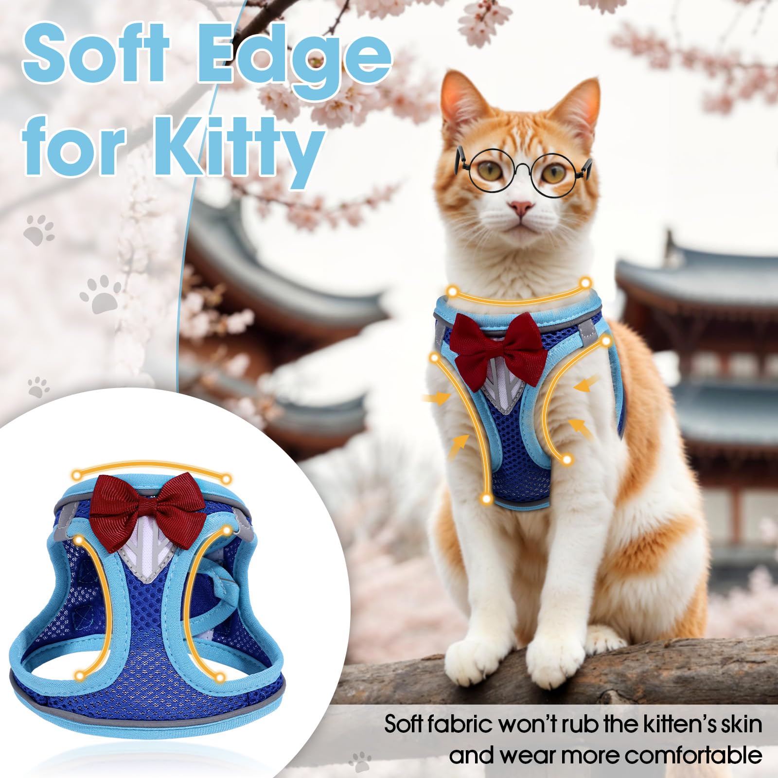 Arnés para gato con ajuste de 360 grados para un mejor contorno.