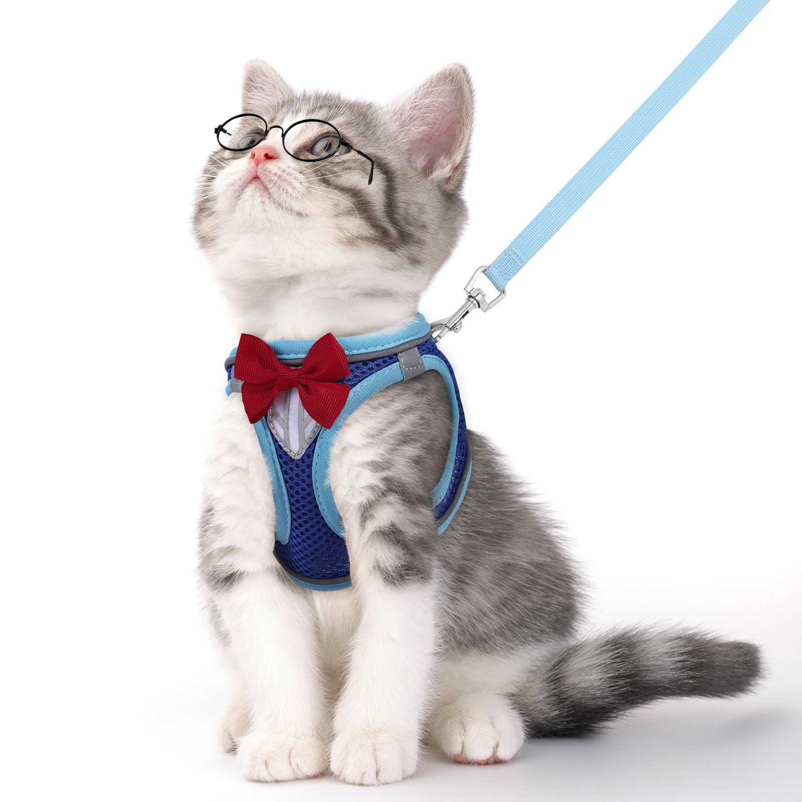 Arnés NCMAMA para gato con tira reflectante mejora la visibilidad nocturna.