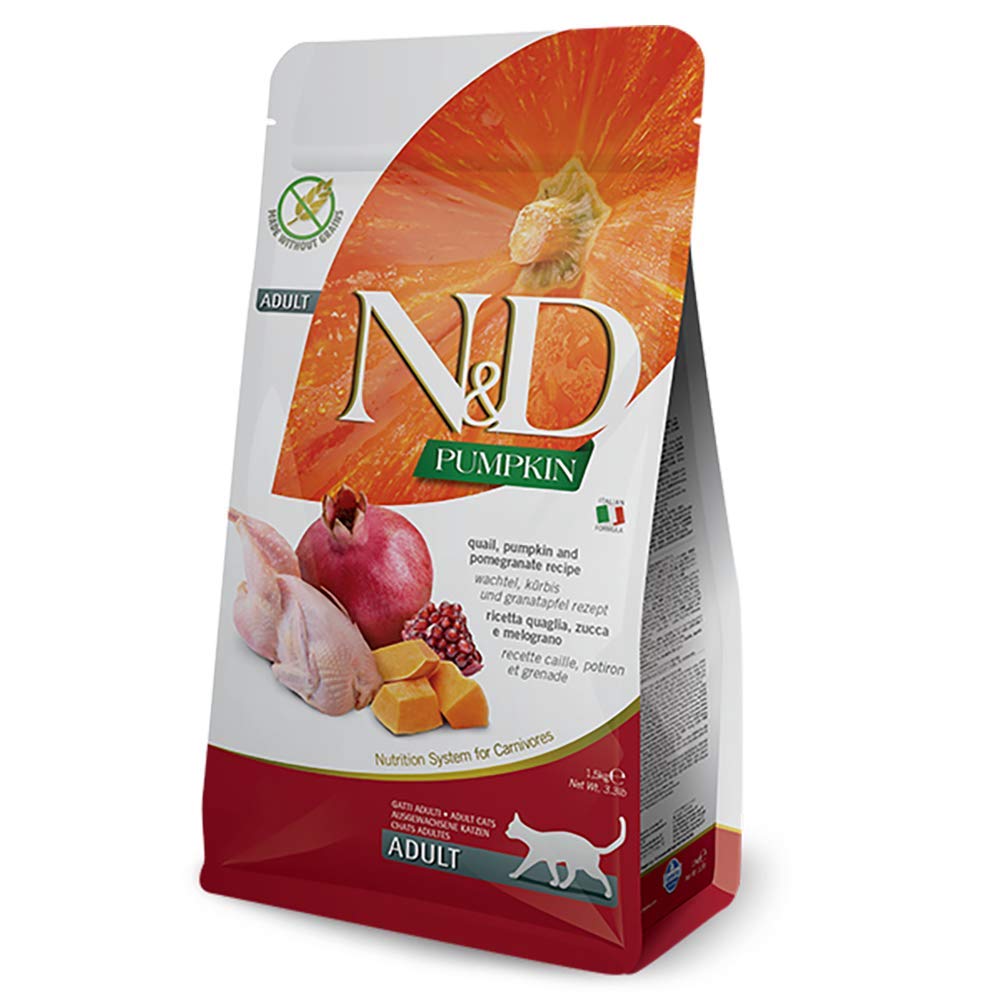 N&D Farmina ingredientes clave: codorniz, calabaza y granada para antioxidantes