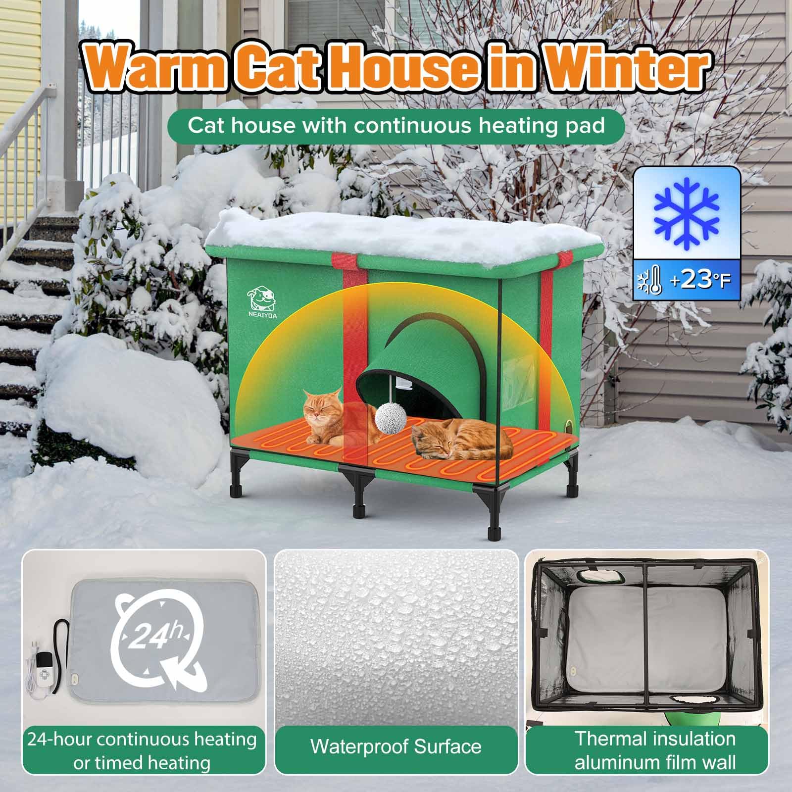 NEAIYDA refugio felino con aislamiento impermeable protege contra la intemperie.