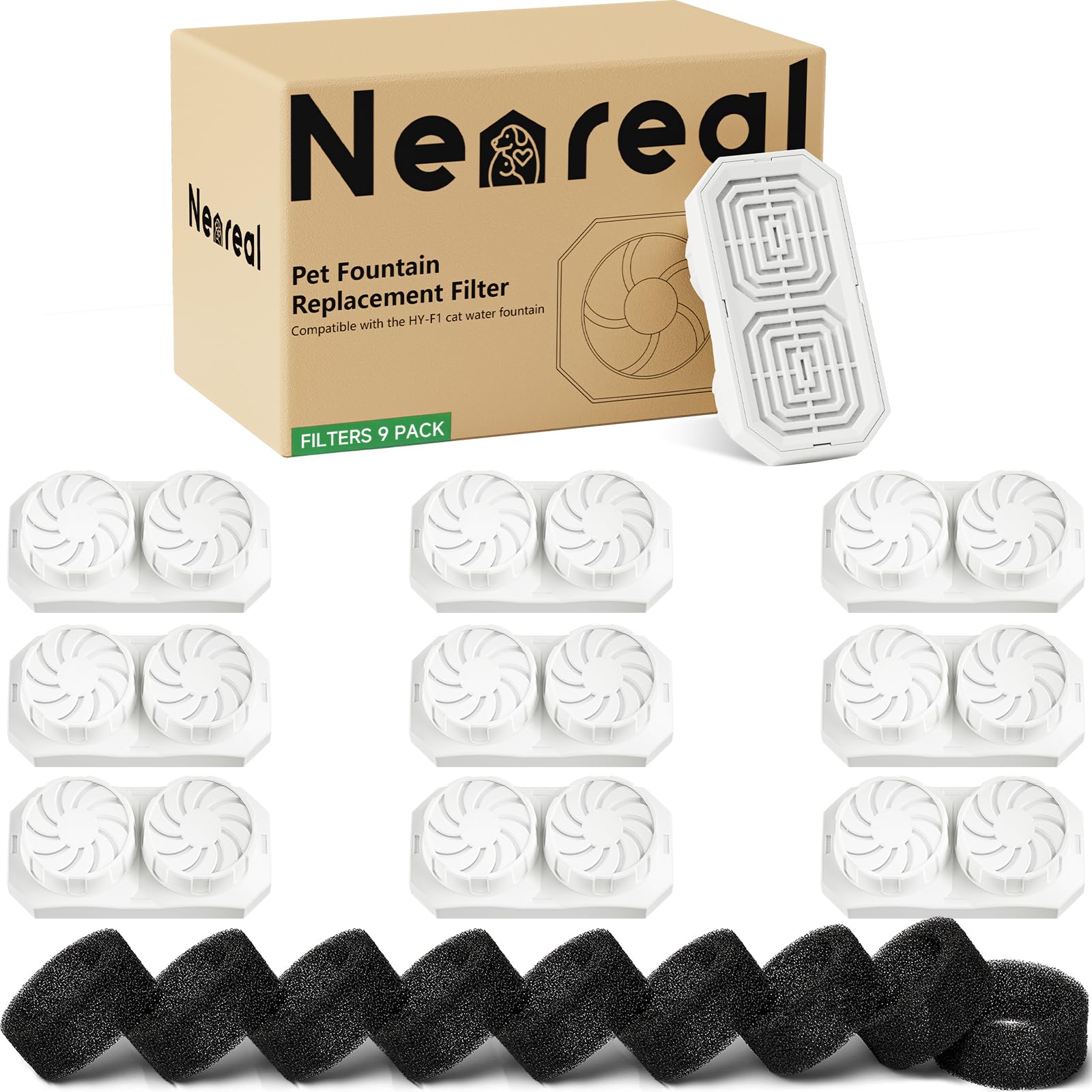 Neareal filtros 9-pack 108oz para fuente, mejora filtración y frescura del agua