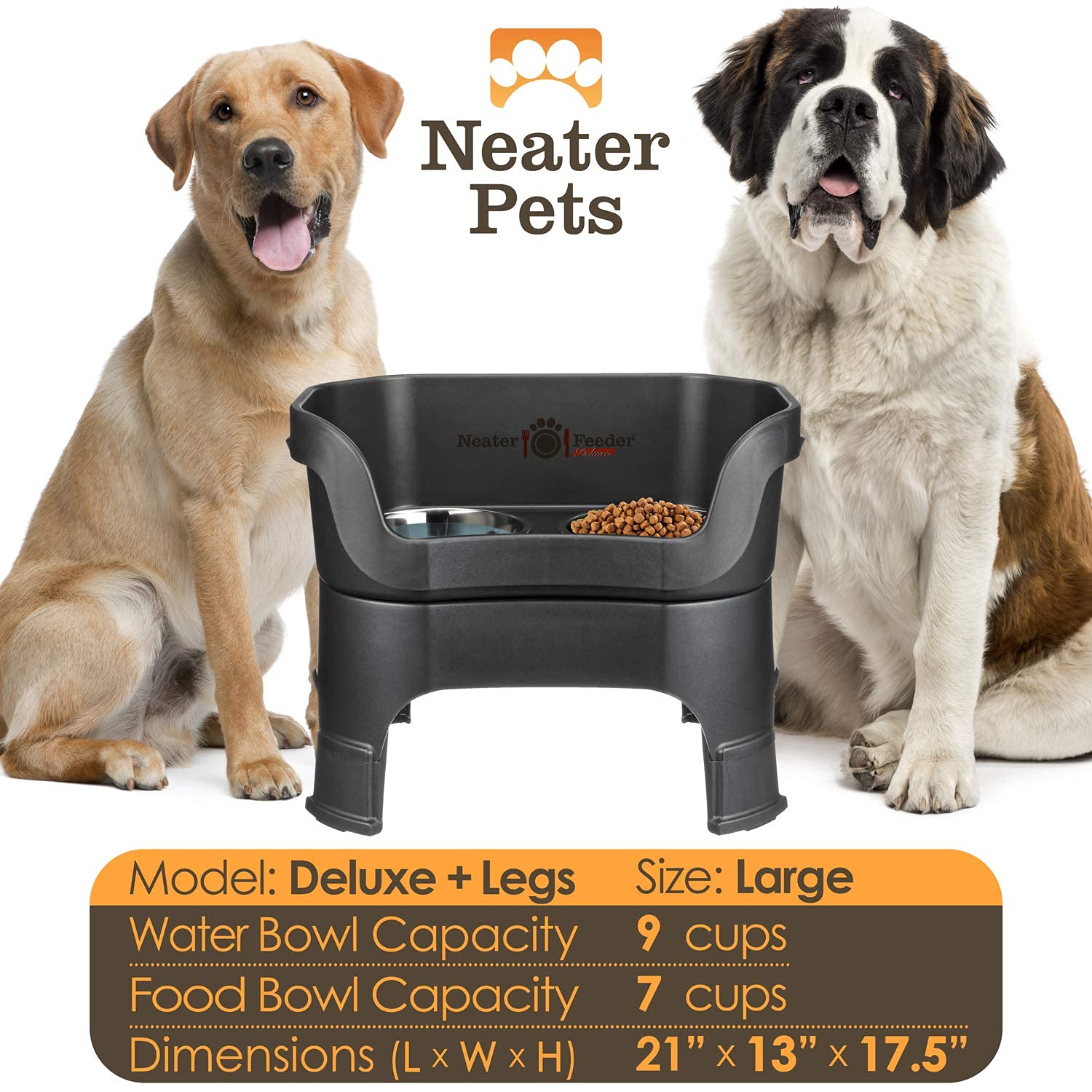 La altura de alimentación de 11 pulgadas del Neater Feeder Deluxe favorece una postura cómoda.