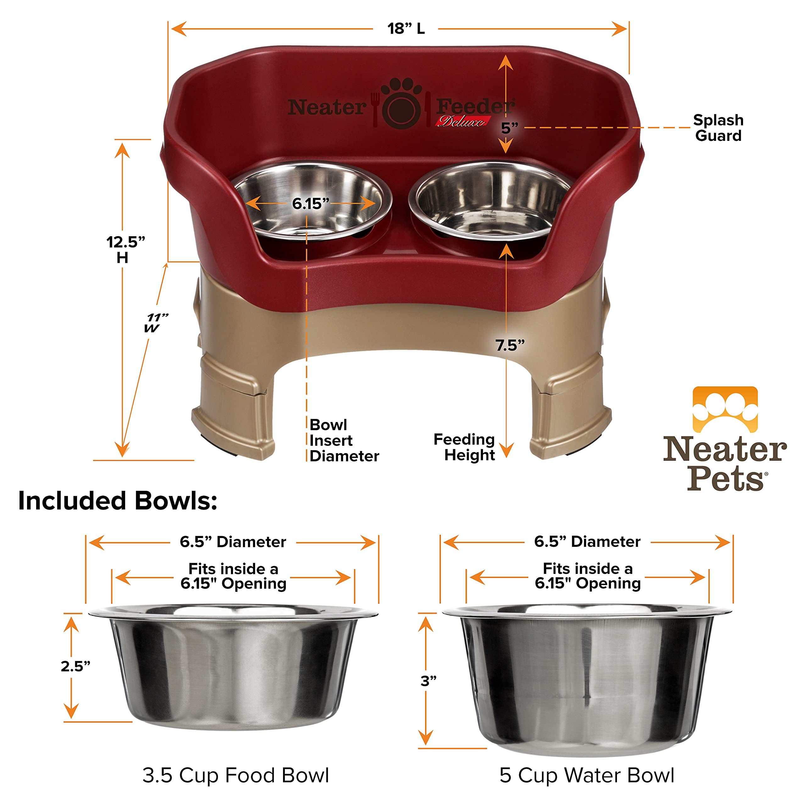 Neater Feeder Deluxe: altura ergonómica para comodidad al comer.