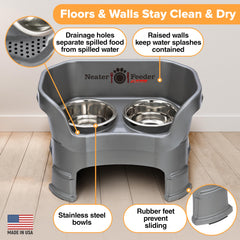 Neater Feeder Deluxe: drenaje de agua mantiene área de comida limpia