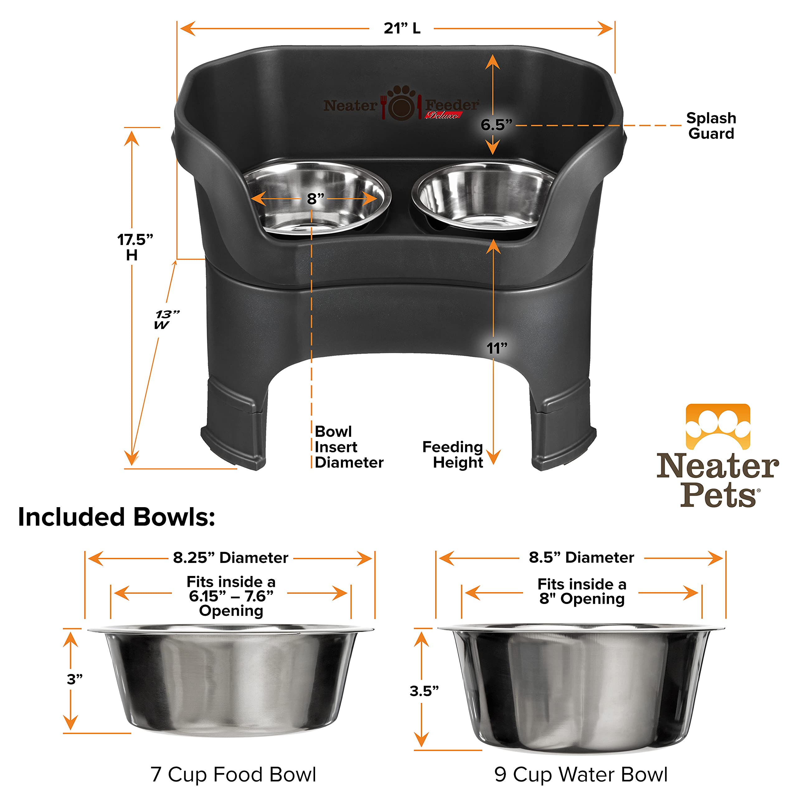 Fabricado en Estados Unidos con cuencos inox libres de BPA y plomo.