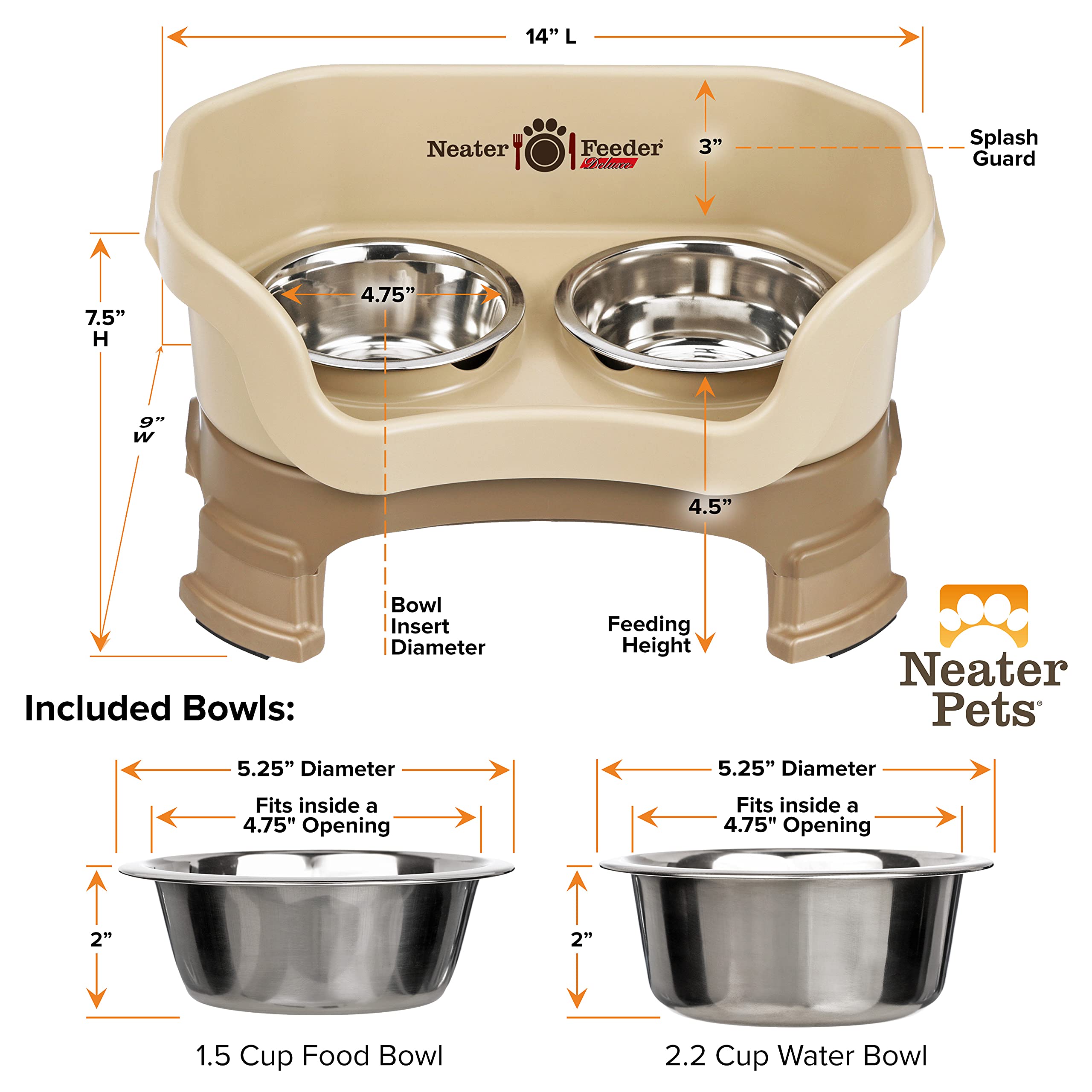 Neater Feeder Deluxe: base fabricada en Estados Unidos para mayor durabilidad.