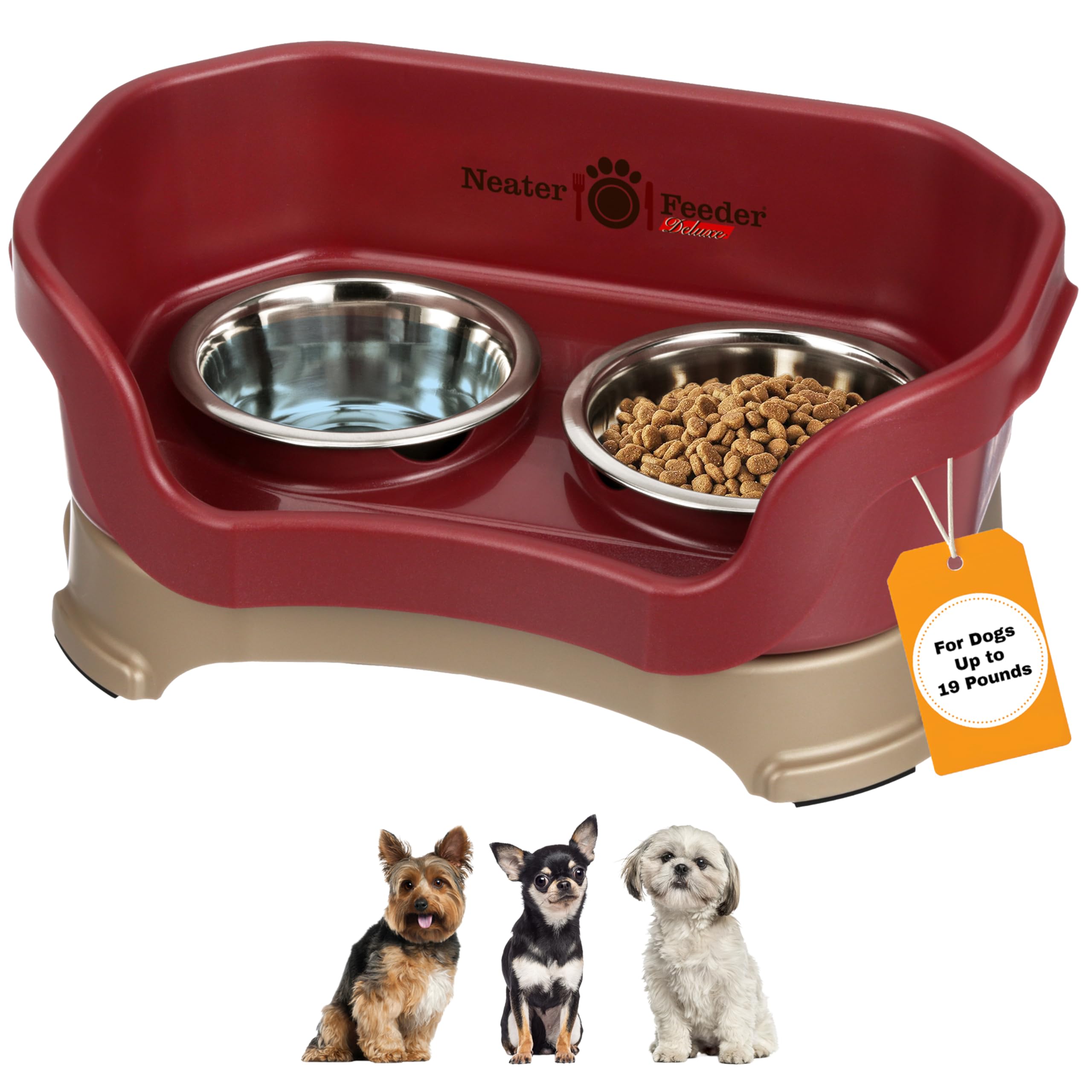 Neater Feeder Deluxe para perros pequeños, alto soporte para comer cómodamente.