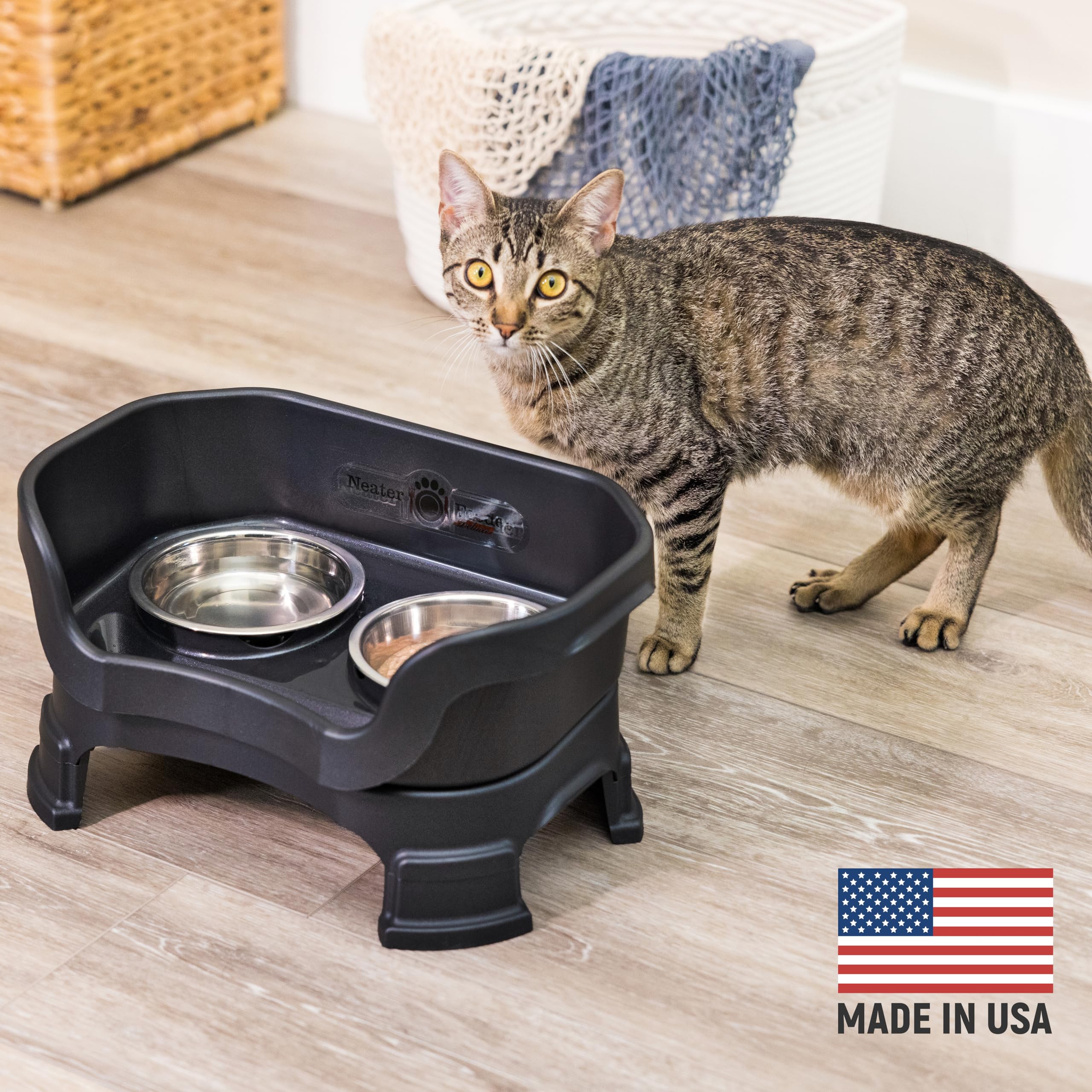 Neater Feeder Deluxe: plato de agua elevado para gatos evita salpicaduras