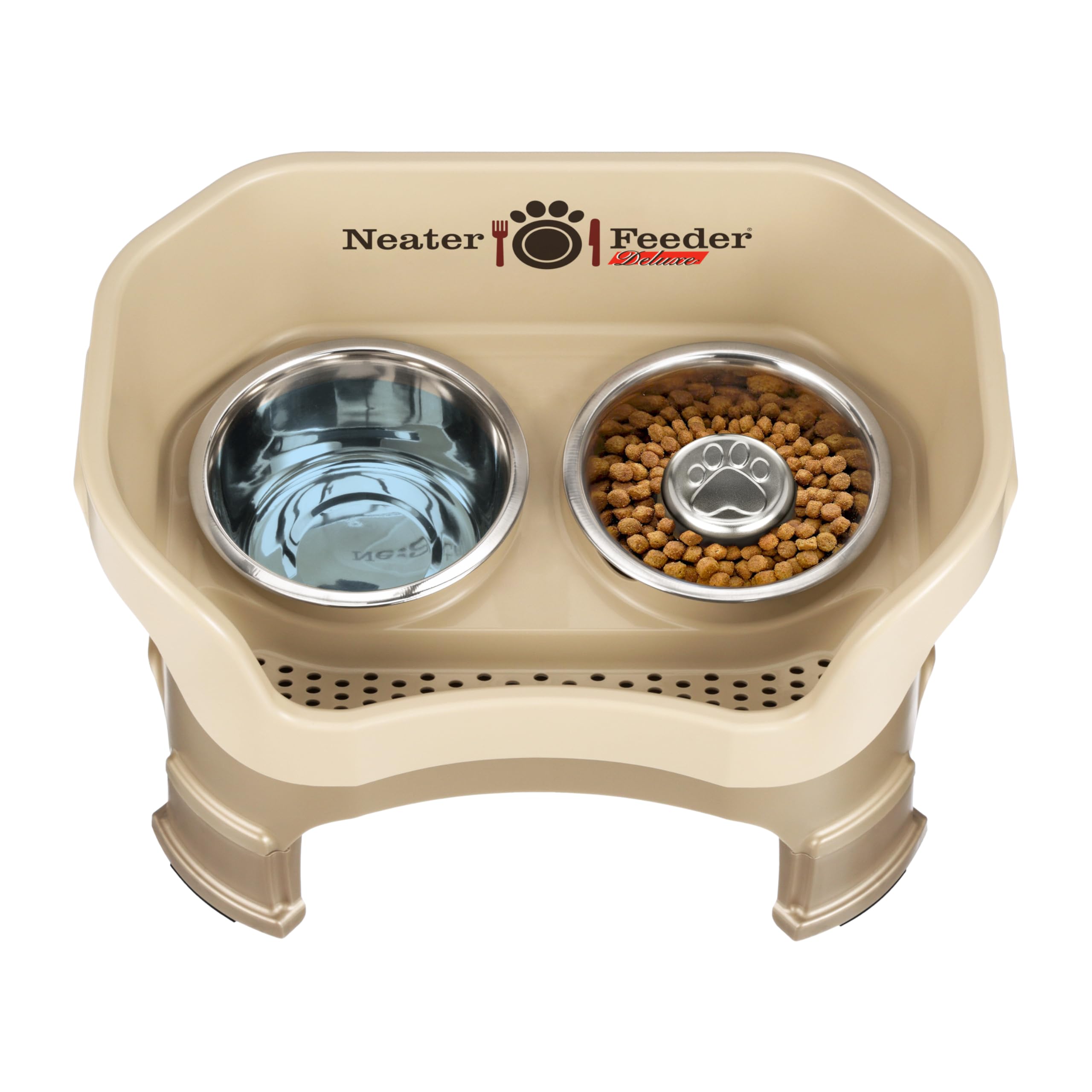 Set de comida y agua Neater Feeder Deluxe, listo para usar.