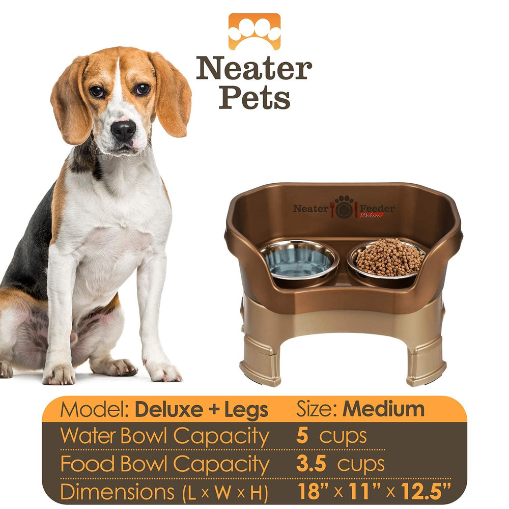 Neater Feeder Deluxe, tazones de acero inoxidable, duraderos y fáciles de limpiar.