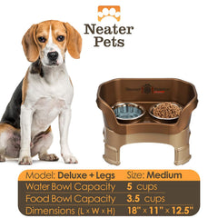 Neater Feeder Deluxe, tazones de acero inoxidable, duraderos y fáciles de limpiar.