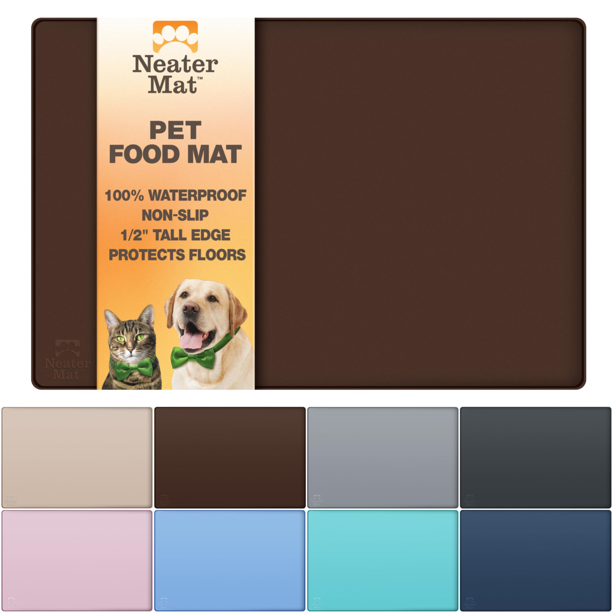 Neater Mat: almohadilla para comida de perros y gatos con borde elevado para evitar derrames.