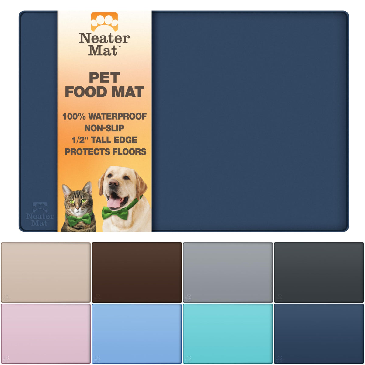 Neater Mat: bandeja impermeable para comida de mascotas protege el suelo.