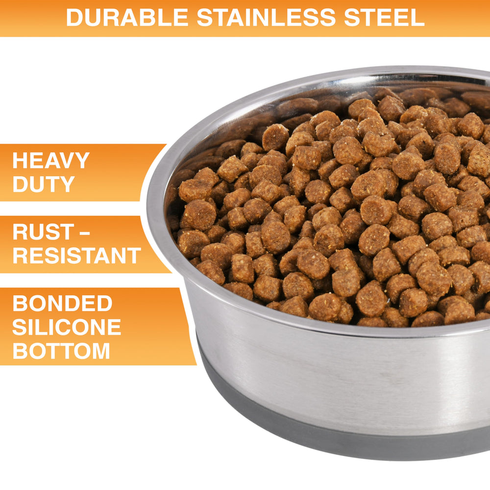 Neater Pet Brands dos cuencos de acero inoxidable con base antideslizante para evitar deslizamientos.