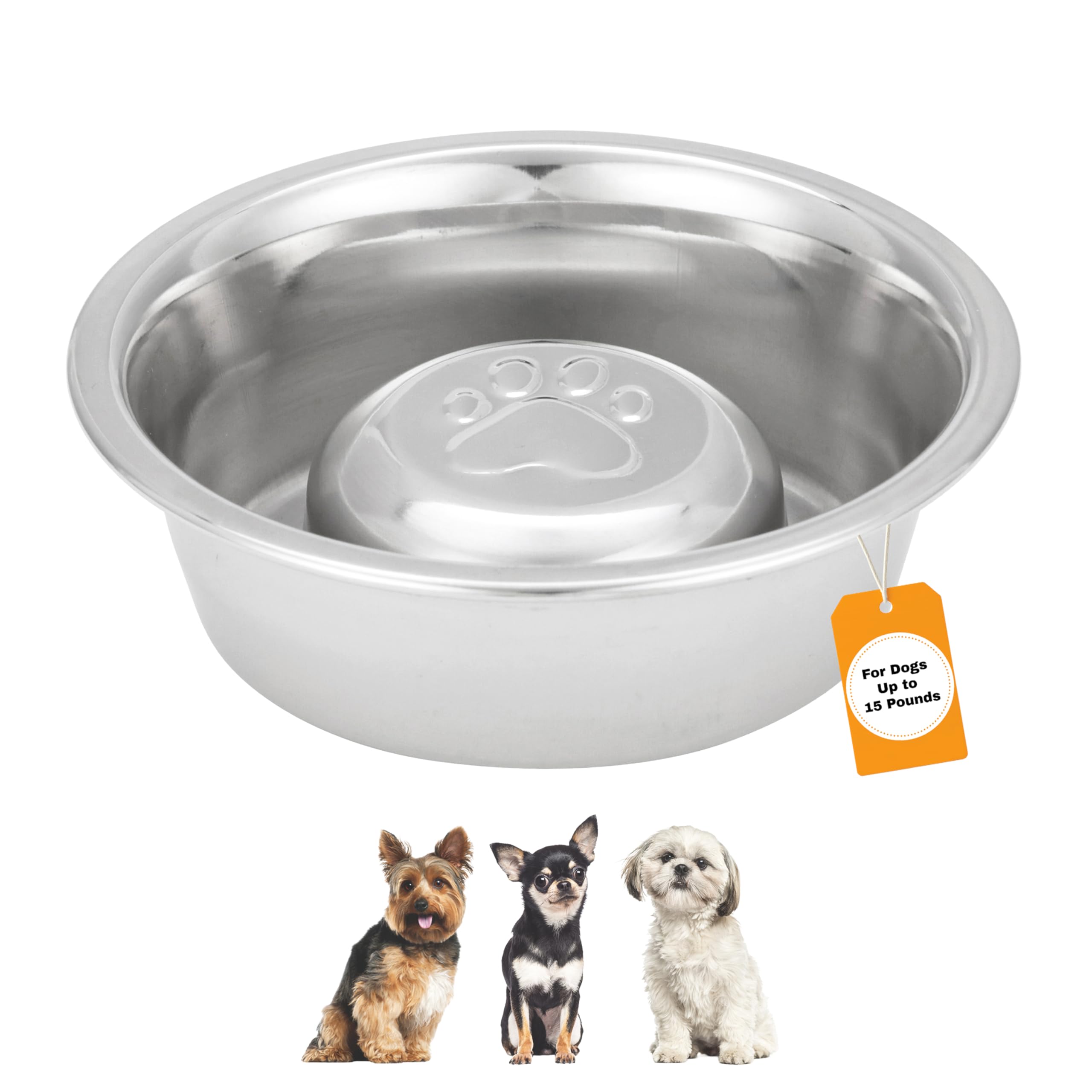 Bol lento de Neater Pet Brands en acero inoxidable para comer despacio en perros pequeños.