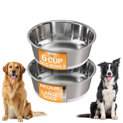 Cuenco Neater Pet Brands de acero inoxidable con base antideslizante para evitar derrames.