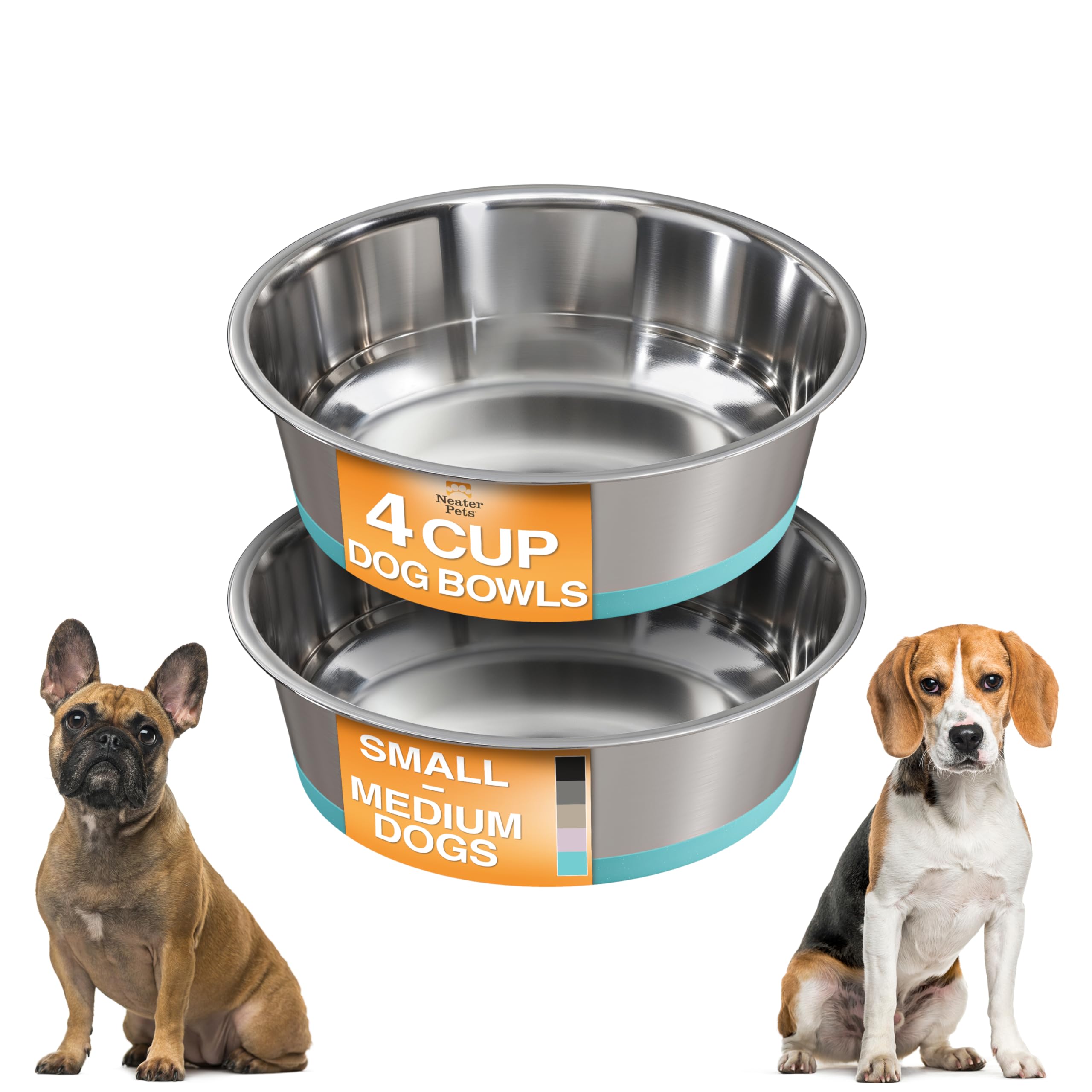 Neater Pet Brands: cuenco con base antideslizante en turquesa para evitar derrames.