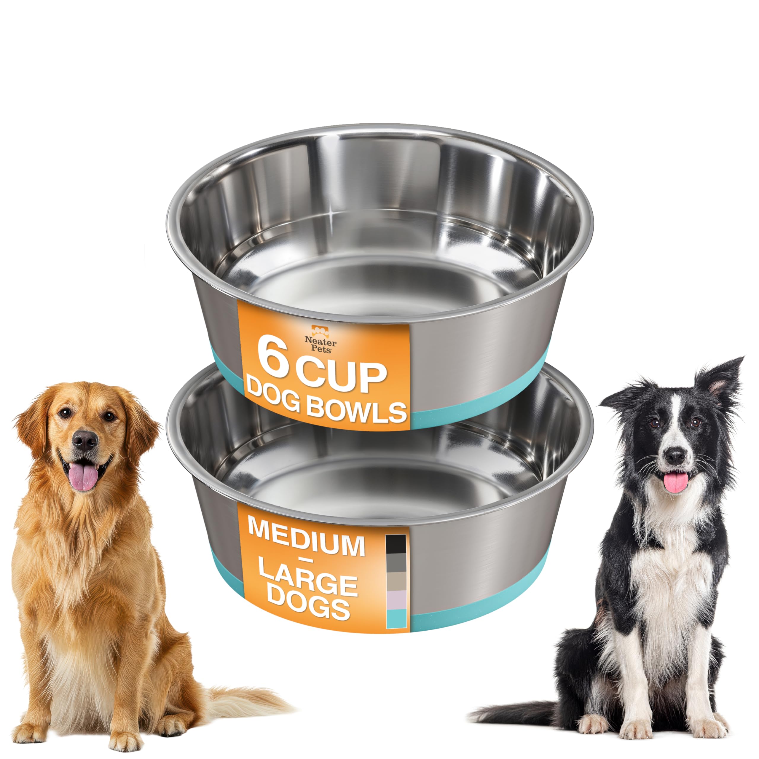 Neater Pet Brands cuenco de acero inoxidable con base antideslizante azul verdoso para comidas estables