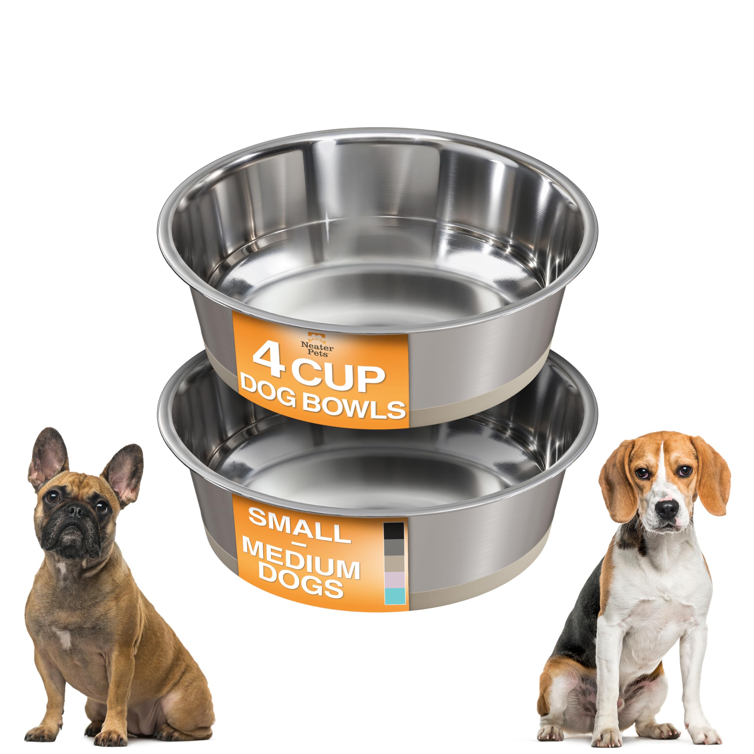 Neater Pet Brands cuencos para perro de acero inoxidable con base antideslizante para comer